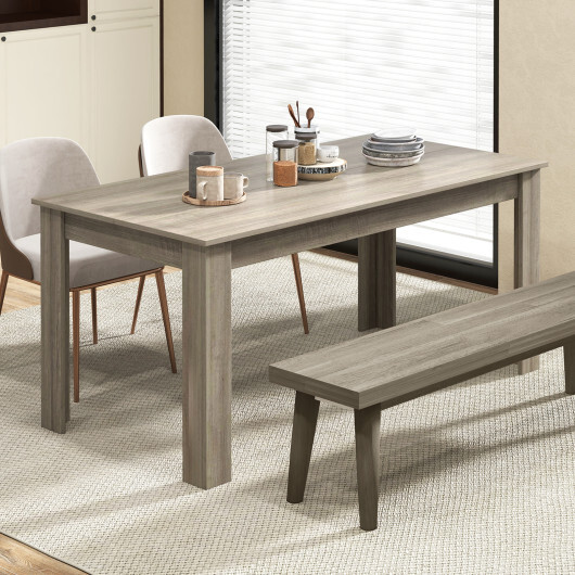 63 Inch Rectangular Modern Dining Kitchen Table-Light Gray - Color: Light Gray - Image 3