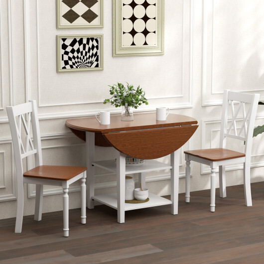 Set of 2 Wooden Farmhouse Kitchen Chairs with Rubber Wood Seat-2 Pieces - Image 3