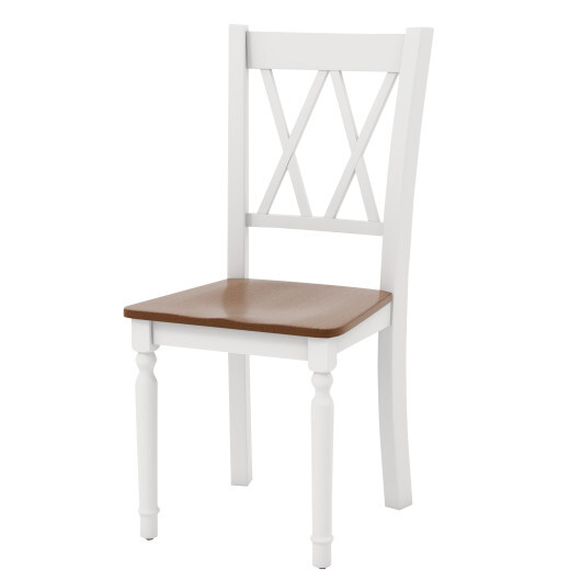 Set of 2 Wooden Farmhouse Kitchen Chairs with Rubber Wood Seat-2 Pieces - Image 4