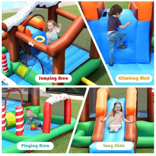 Outdoor Indoor Inflatable Kids Bounce House with 480W Air Blower - Color: Multicolor - Image 3