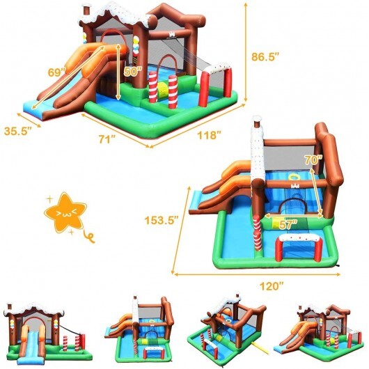 Outdoor Indoor Inflatable Kids Bounce House with 480W Air Blower - Color: Multicolor - Image 4