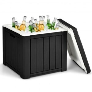 10 4-in-1 Gallon Storage Cooler for Picnic and Outdoor Activities-Black - Color: Black