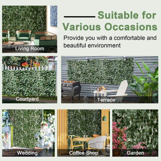 4 Pieces 118 x 39 Inch Artificial Ivy Privacy Fence Screen for Fence Decor - Color: Green - Image 3
