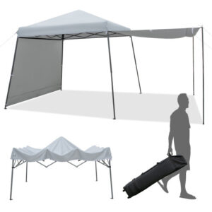 Patio 10x10FT Instant Pop-up Canopy Folding Tent with Sidewalls and Awnings Outdoor-Gray - Color: Gray
