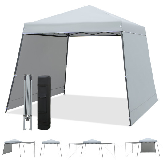 Patio 10x10FT Instant Pop-up Canopy Folding Tent with Sidewalls and Awnings Outdoor-Gray - Color: Gray - Image 4