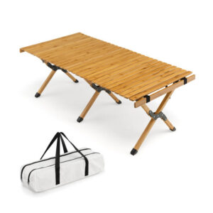 Portable Picnic Table with Carry Bag for Camping and BBQ-Natural - Color: Natural