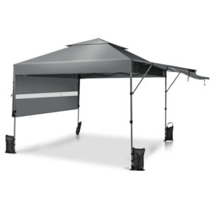 10 x 17.6 Feet Outdoor Instant Pop-up Canopy Tent with Dual Half Awnings-Gray - Color: Gray