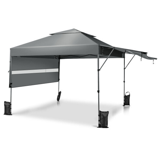 10 x 17.6 Feet Outdoor Instant Pop-up Canopy Tent with Dual Half Awnings-Gray - Color: Gray