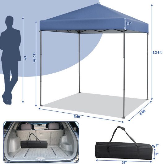 6.6 x 6.6 Feet Outdoor Pop-up Canopy Tent with UPF 50+ Sun Protection-Blue - Color: Blue - Image 4