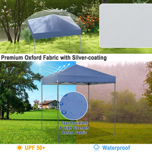 6.6 x 6.6 Feet Outdoor Pop-up Canopy Tent with UPF 50+ Sun Protection-Blue - Color: Blue - Image 5