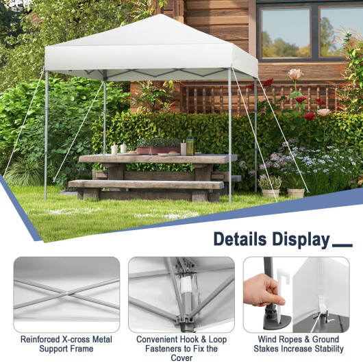 6.6 x 6.6 Feet Outdoor Pop-up Canopy Tent with UPF 50+ Sun Protection-White - Color: White - Image 5