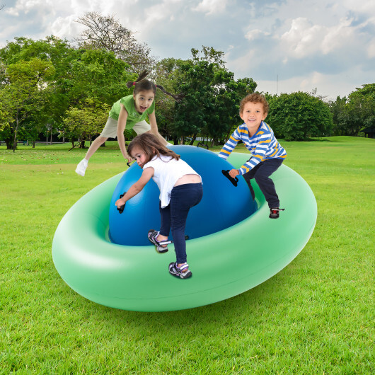 7.5 Foot Giant Inflatable Dome Rocker Bouncer with 6 Built-in Handles for Kids-Green - Color: Green - Image 2