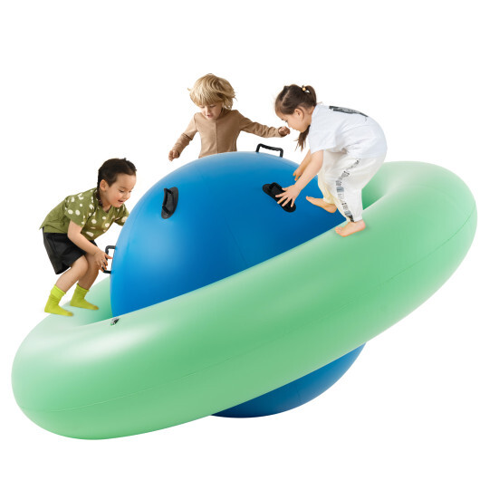 7.5 Foot Giant Inflatable Dome Rocker Bouncer with 6 Built-in Handles for Kids-Green - Color: Green - Image 4