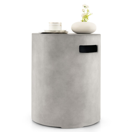 Outdoor Weather Resistant Tank Hideaway Table Fits Standard 20 LBS Propane Gas Tank for Fire Pits - Color: Gray