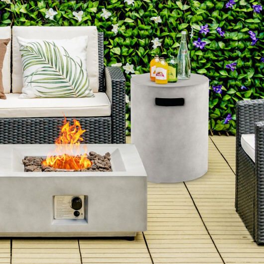 Outdoor Weather Resistant Tank Hideaway Table Fits Standard 20 LBS Propane Gas Tank for Fire Pits - Color: Gray - Image 2