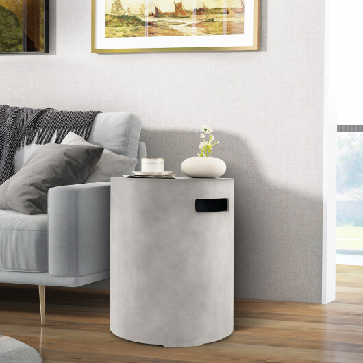 Outdoor Weather Resistant Tank Hideaway Table Fits Standard 20 LBS Propane Gas Tank for Fire Pits - Color: Gray - Image 3