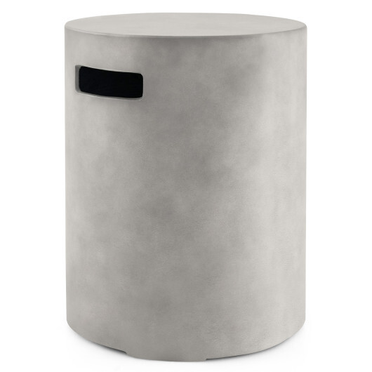 Outdoor Weather Resistant Tank Hideaway Table Fits Standard 20 LBS Propane Gas Tank for Fire Pits - Color: Gray - Image 4