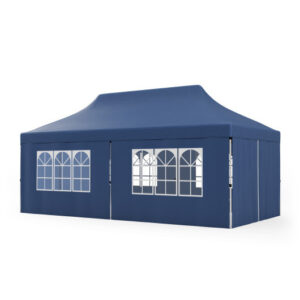 10 x 20 FT Pop up Canopy with 6 Sidewalls and Windows and Carrying Bag for Party Wedding Picnic-Blue - Color: Blue