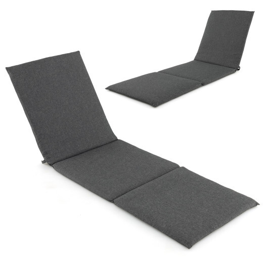 Outdoor Chaise Lounge Cushion Patio Furniture Folding Pad with Fixing Straps-Dark Gray - Color: Dark Gray - Image 2