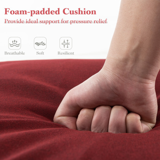 Outdoor Chaise Lounge Cushion Patio Furniture Folding Pad with Fixing Straps-Red - Color: Red - Image 4