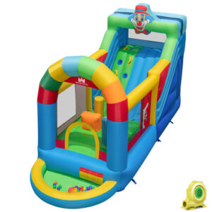 Inflatable Bounce House Obstacle Course with Ball Pit and Silde with 735W Blower - Color: Multicolor