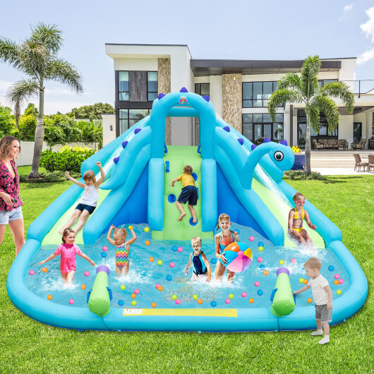 Inflatable Water Slide with Dual Slides and Large Splash Pool and Carry Bag (with 584W Blower) - Color: Blue - Image 2
