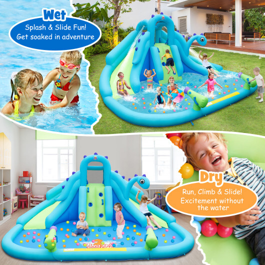 Inflatable Water Slide with Dual Slides and Large Splash Pool and Carry Bag (with 584W Blower) - Color: Blue - Image 5