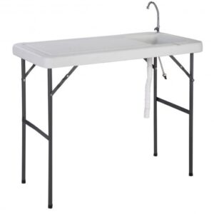 Folding Portable Fish Cleaning Cutting Table - Color: White