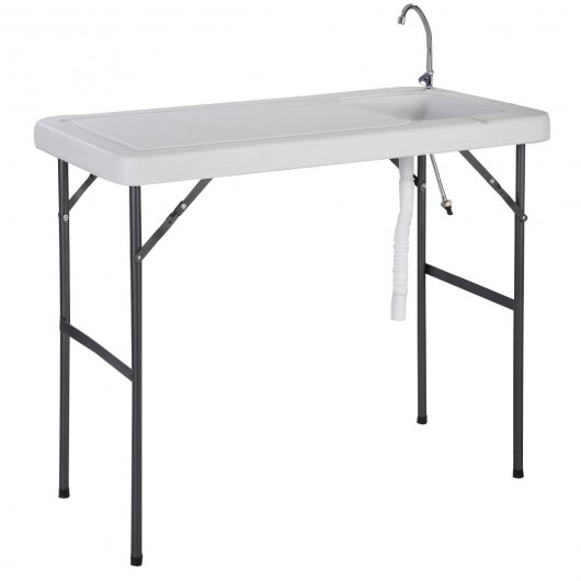 Folding Portable Fish Cleaning Cutting Table - Color: White