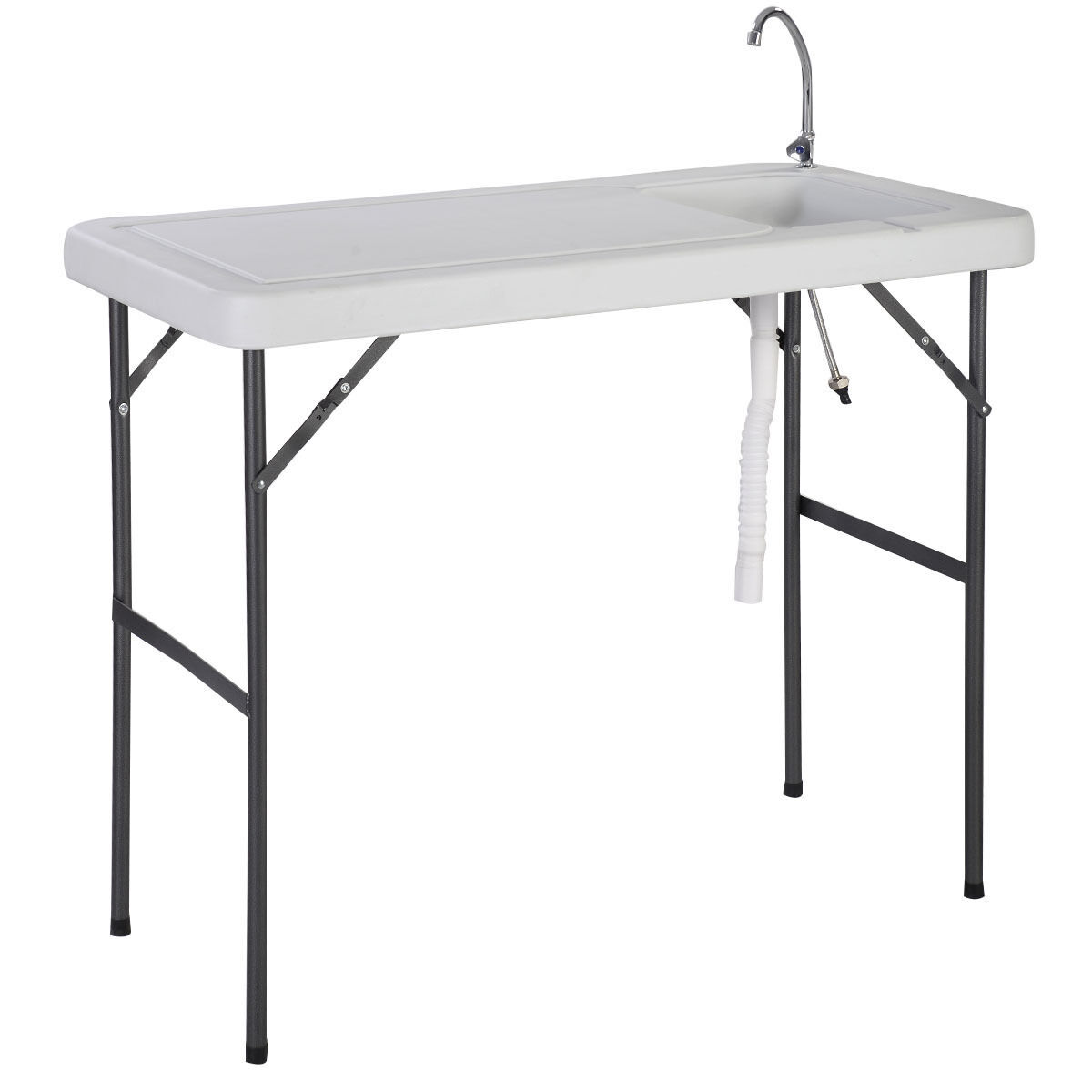 Folding Portable Fish Cleaning Cutting Table - Color: White - Image 2