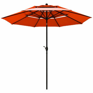 10ft 3 Tier Patio Umbrella Aluminum Sunshade Shelter Double Vented without Base-Red - Color: Orange - Size: 10 ft