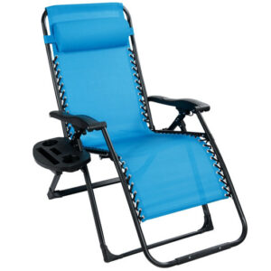 Oversize Lounge Chair with Cup Holder of Heavy Duty for outdoor-Blue - Color: Blue
