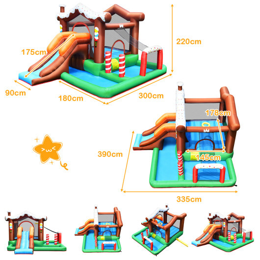 Kids Inflatable Bounce House Jumping Castle Slide Climber Bouncer with 550W Blower - Color: Multicolor - Image 4