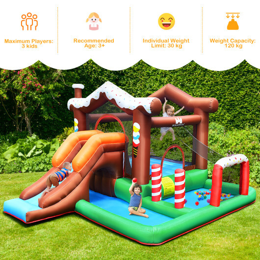 Kids Inflatable Bounce House Jumping Castle Slide Climber Bouncer with 550W Blower - Color: Multicolor - Image 5