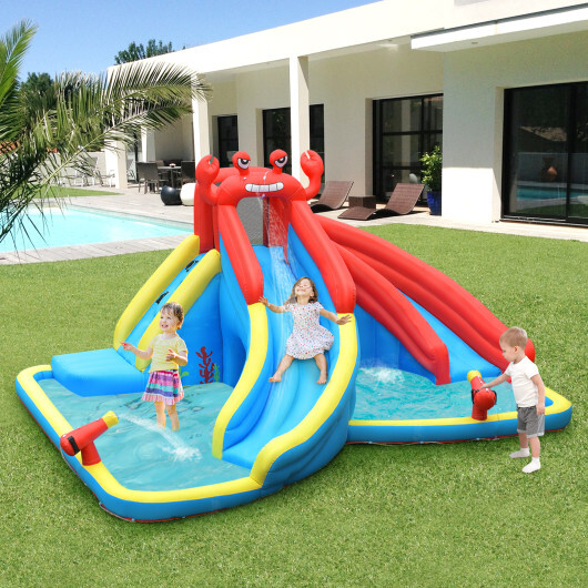 Inflatable Water Slide Bounce House with Water Cannon with 680W Blower - Color: Navy - Image 2