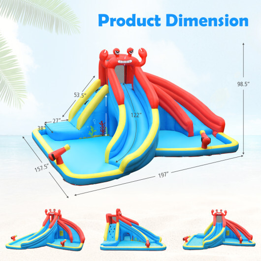 Inflatable Water Slide Bounce House with Water Cannon with 680W Blower - Color: Navy - Image 3