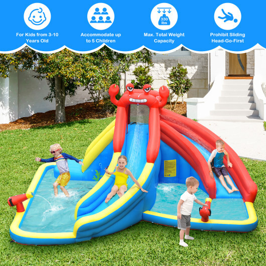 Inflatable Water Slide Bounce House with Water Cannon with 680W Blower - Color: Navy - Image 4