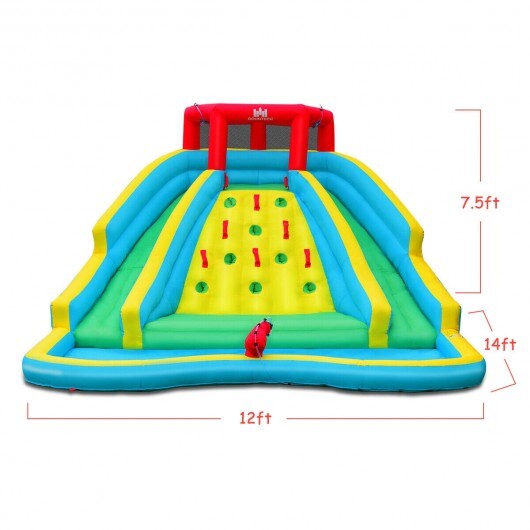 Inflatable Water Park Bounce House with Double Slide and Climbing Wall with 735W Blower - Color: Blue - Image 2