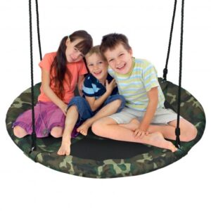 40 Inch Flying Saucer Tree Swing Outdoor Play Set with Adjustable Ropes Gift for Kids - Color: Camouflage