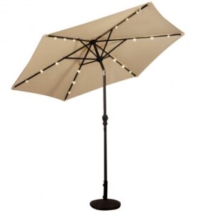 9FT Patio Solar Umbrella LED Patio Market Steel Tilt W/ Crank Outdoor New-beige - Color: Beige - Size: 9 ft