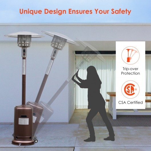 50000 BTU Garden Propane Standing LP Gas Steel Accessories Heater-Bronze - Color: Bronze - Image 3