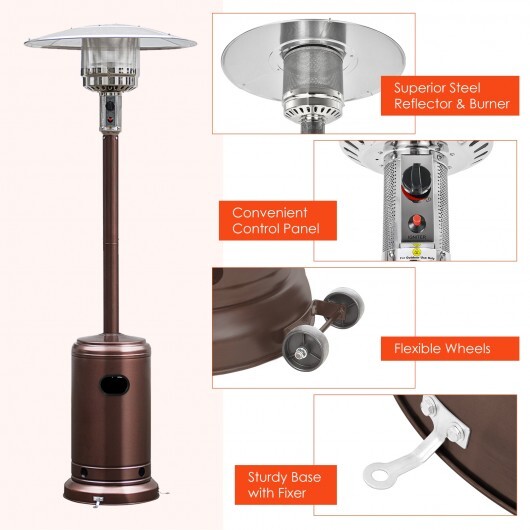 50000 BTU Garden Propane Standing LP Gas Steel Accessories Heater-Bronze - Color: Bronze - Image 5