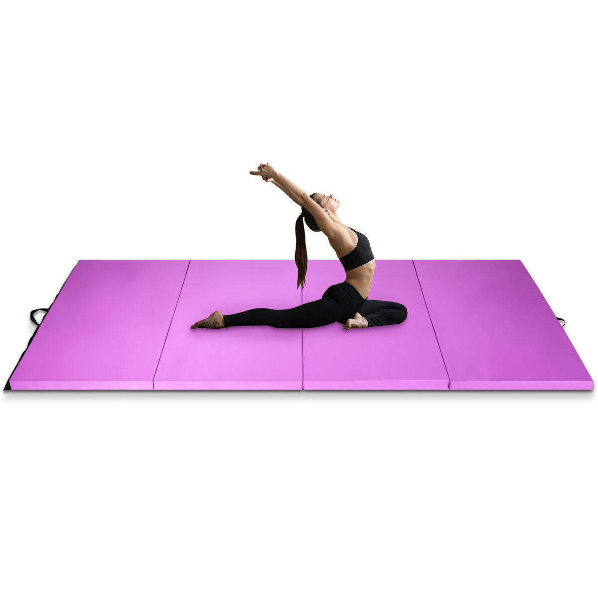 4 Feet x 10 Feet x 2 Inch Folding Gymnastics Tumbling Gym Mat-Pink - Color: Pink