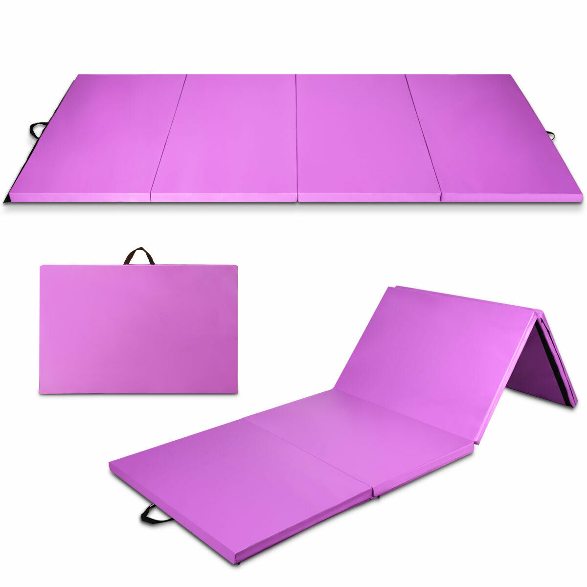 4 Feet x 10 Feet x 2 Inch Folding Gymnastics Tumbling Gym Mat-Pink - Color: Pink - Image 5