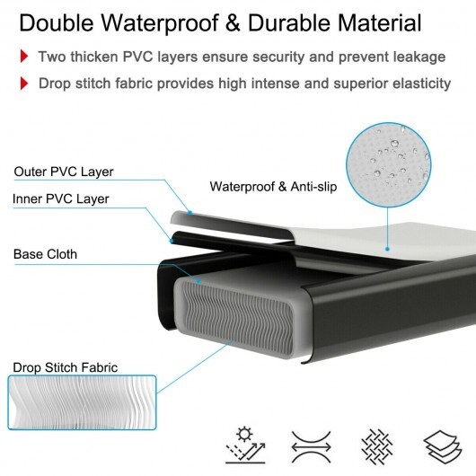 10 Feet Inflatable Gymnastics Tumbling Mat with Pump -Black - Color: Black - Image 3