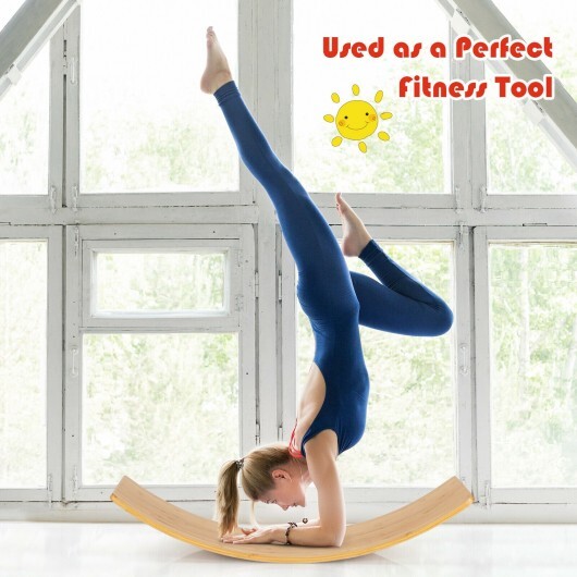 35.5 Inch Wooden Wobble Balance Board for Toddler and Adult - Color: Natural - Image 2