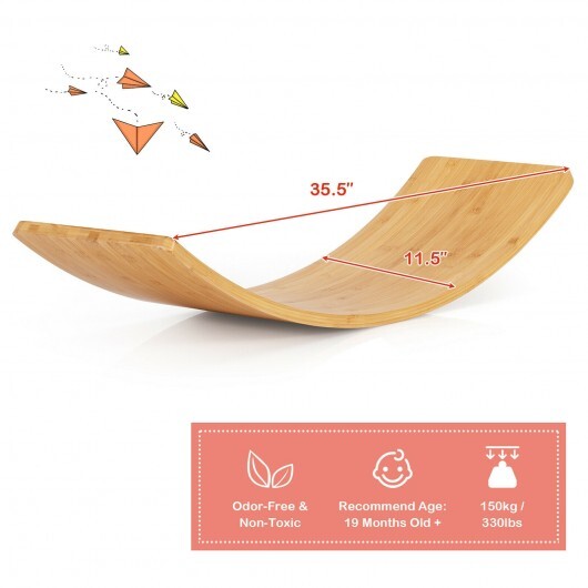 35.5 Inch Wooden Wobble Balance Board for Toddler and Adult - Color: Natural - Image 4