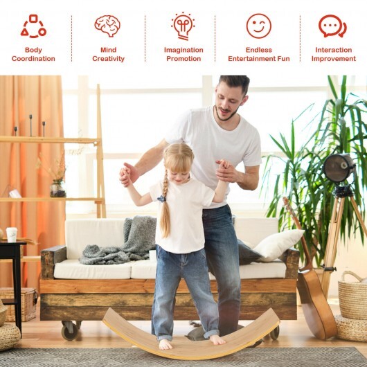 35.5 Inch Wooden Wobble Balance Board for Toddler and Adult - Color: Natural - Image 5