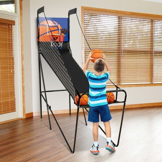 Foldable Single Shot Basketball Arcade Game with Electronic Scorer and Basketballs - Color: Black - Image 2