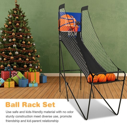 Foldable Single Shot Basketball Arcade Game with Electronic Scorer and Basketballs - Color: Black - Image 3